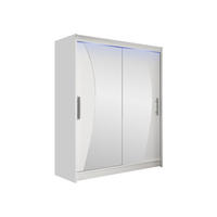 SCHWEBETÜRENSCHRANK Westa X, mit RGB LED Beleuchtung - Silberfarben/Weiß, Holzwerkstoff/Metall (150/200/58cm) - MIRJAN24