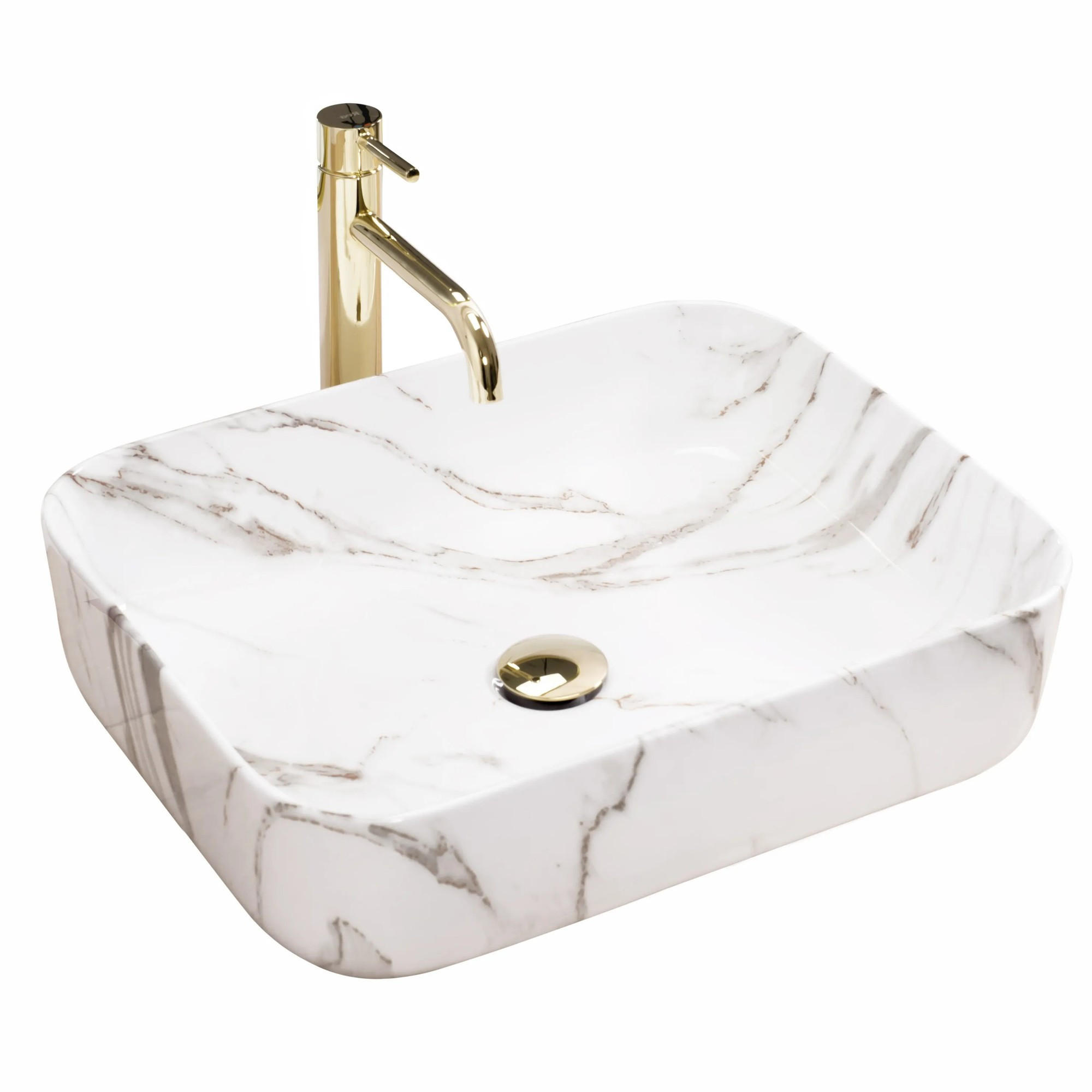 AUFSATZWASCHBECKEN Rea Demi Aiax Shiny - Weiß, Keramik (39/13.5/51cm) - REA