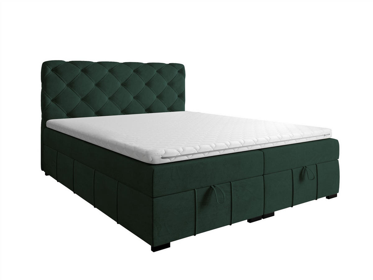 BOXBETT Gisel - Grün, Holzwerkstoff/Textil (180/200cm) - Fun Möbel