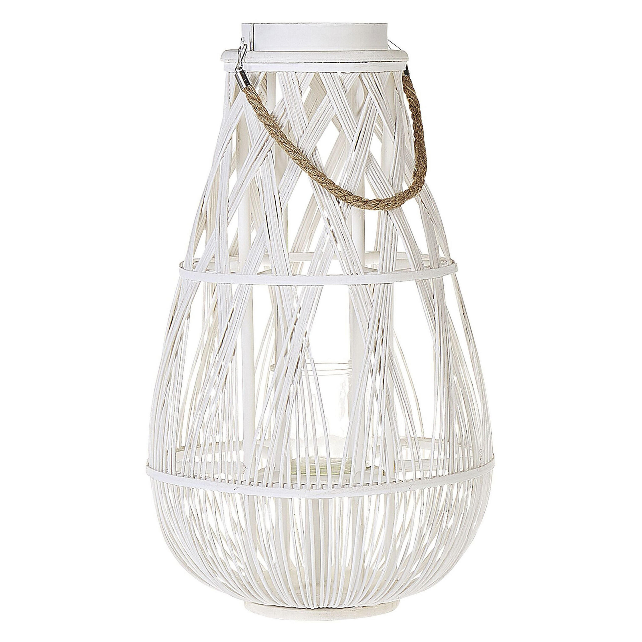 LATERNE Weiß Tonga - Weiß, Holz (34/56/34cm) - Beliani