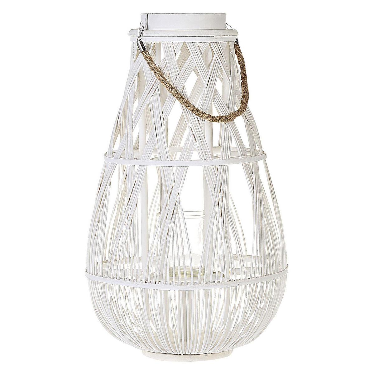LATERNE Weiß Tonga - Weiß, Holz (34/56/34cm) - Beliani