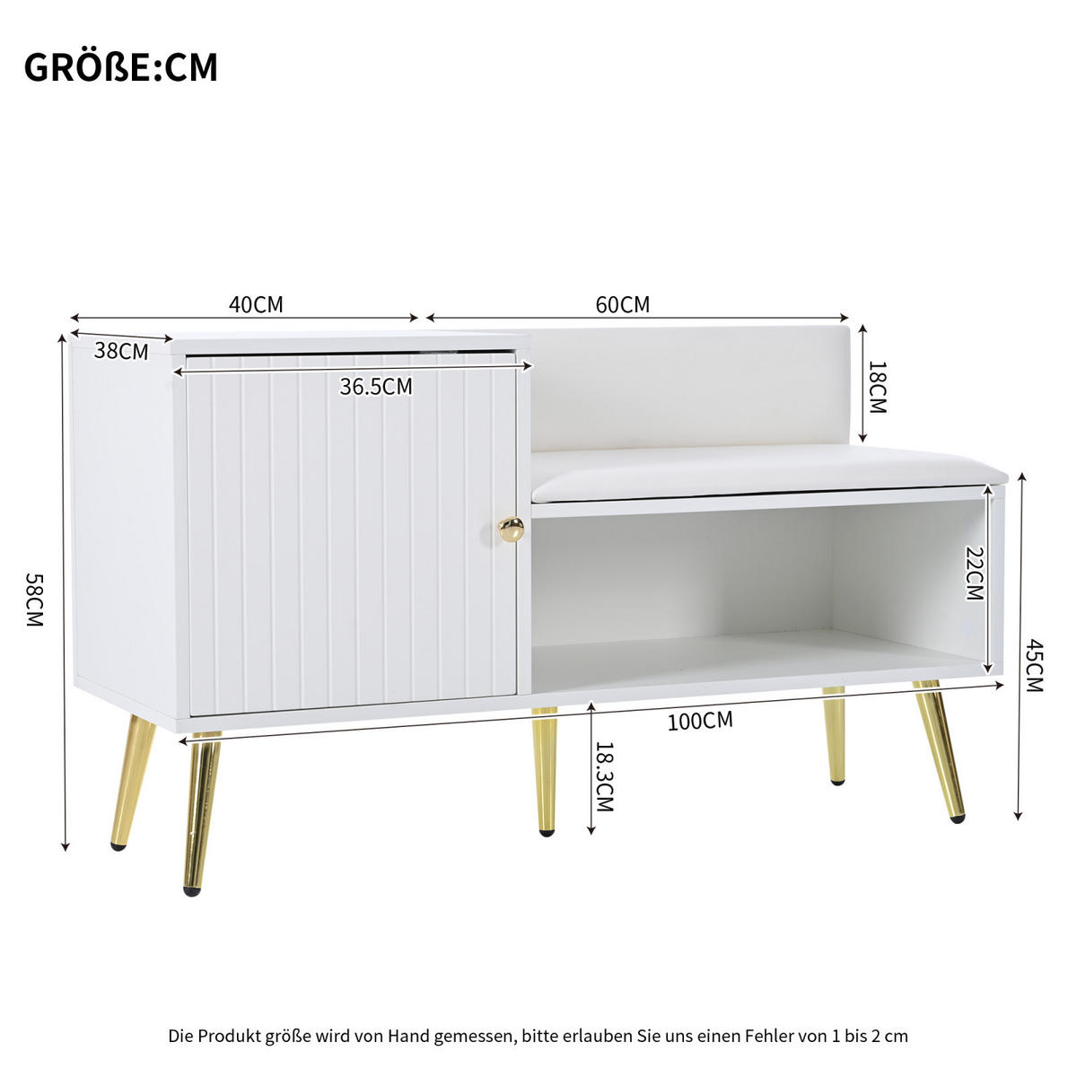 SCHUHBANK Weiß 100x38x58 cm mit Stauraum, Sitzbank und Schuhkipper für Flur - Weiß, Holz (100/58/38cm) - PARAFTA HOME