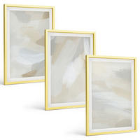 BILDER SET 3er Set - 40x60 cm Goldrahmen - Abstrakter Pinselhintergrund - Goldfarben, Kunststoff (40/60cm) - TULUP