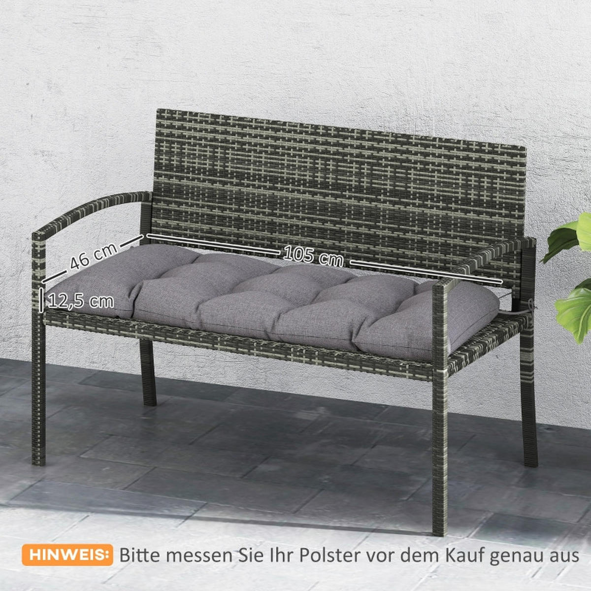 BANKAUFLAGE aus Polyester 105x46x12,5 cm in Grau mit Befestigungsbändern - Grau, Textil (46/12.5/105cm) - Modfu