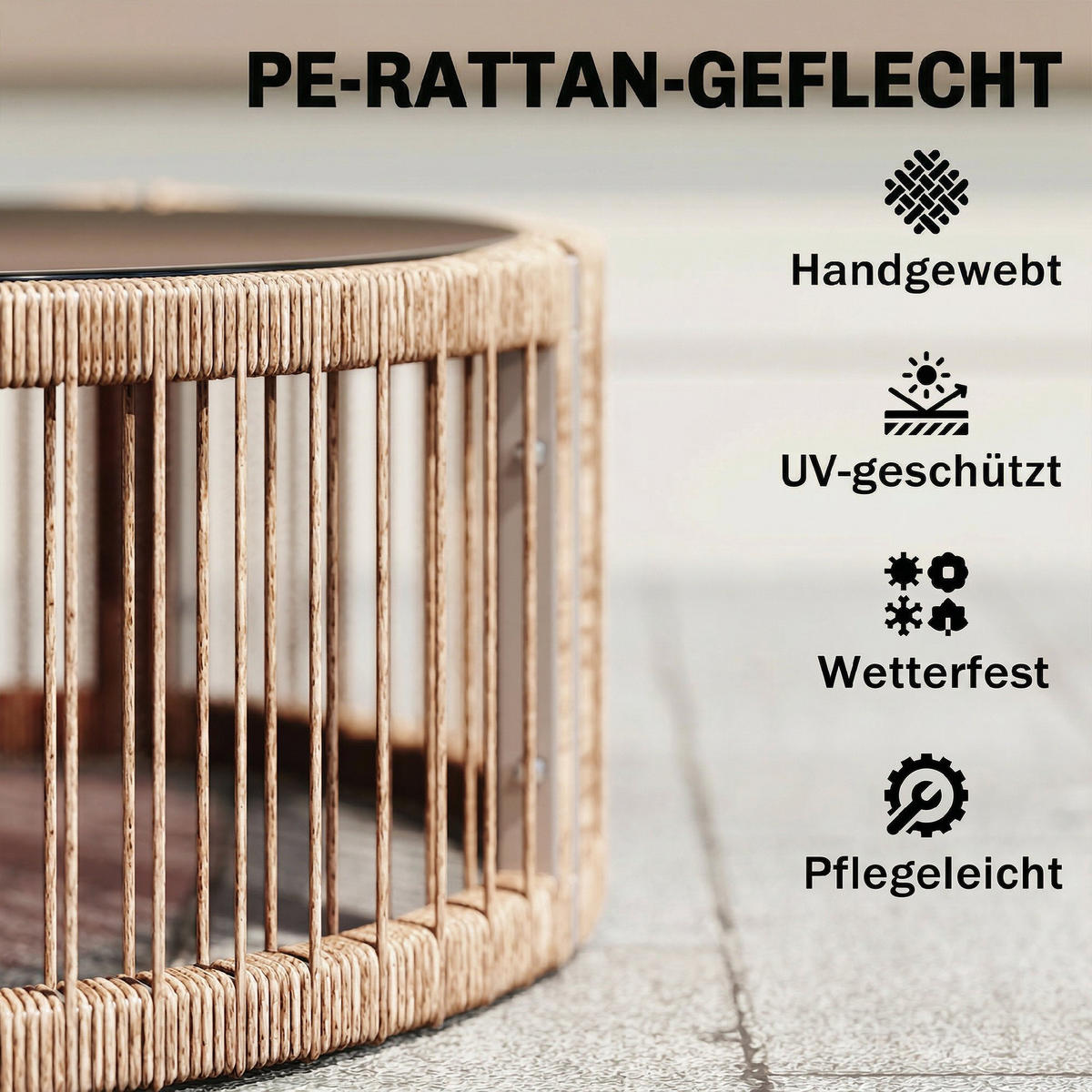 RATTAN-GARTENMÖBEL-SET 4er Set PE-Rattan Metall Braun - Braun, Metall - Outsunny