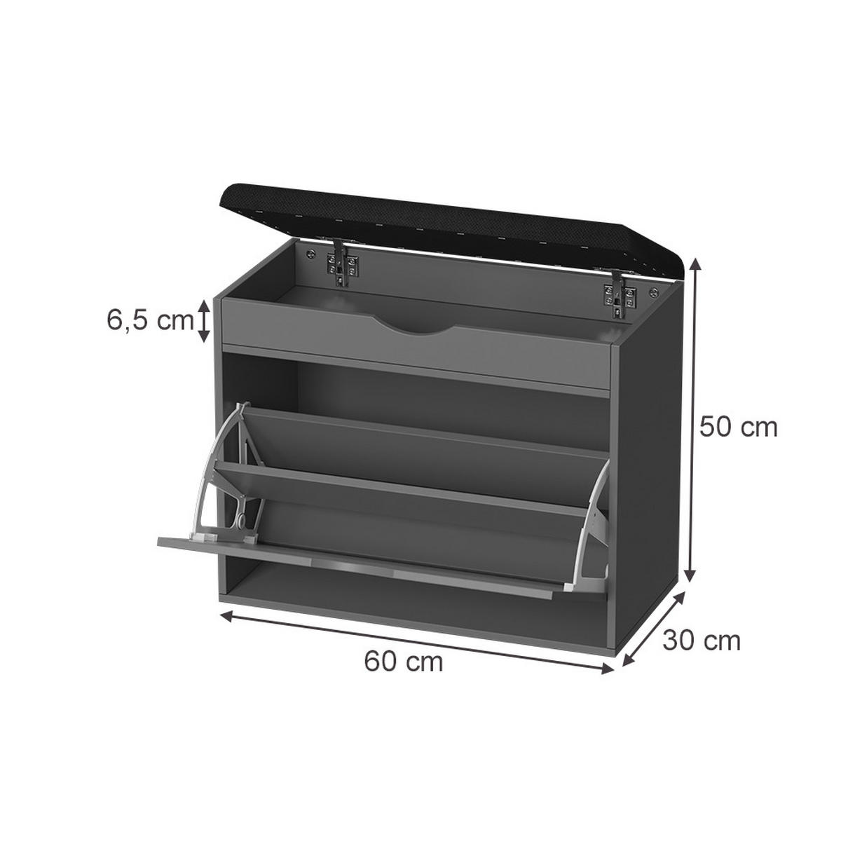 BOTNÍK S LAVICÍ Schufy Antracit - antracitová, kompozitní dřevo (60/51/30cm) - Vicco