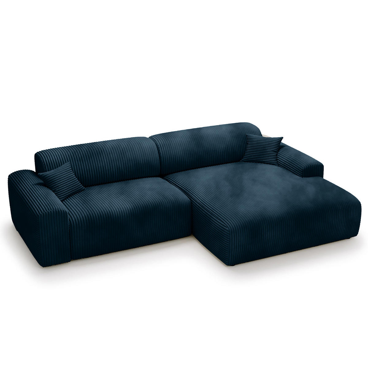 ECKSOFA mit Longchair - Cord - Blaugrau/Schwarz, Kunststoff/Textil (284/178cm) - home24