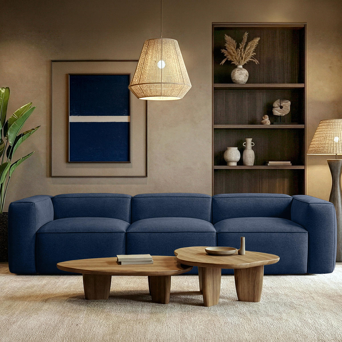 3-SITZER SOFA FUBBO, Dunkelblau - Dunkelblau, Holz/Holzwerkstoff (290/73/96cm) - KONSIMO®