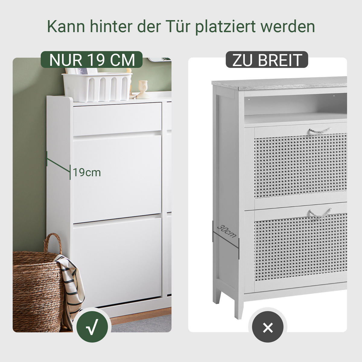 SCHUHKIPPER mit 4 Klappen, Schuhschrank schmal, 98x95x19cm Weiß - Weiß, Holz (98/95/19cm) - SoBuy