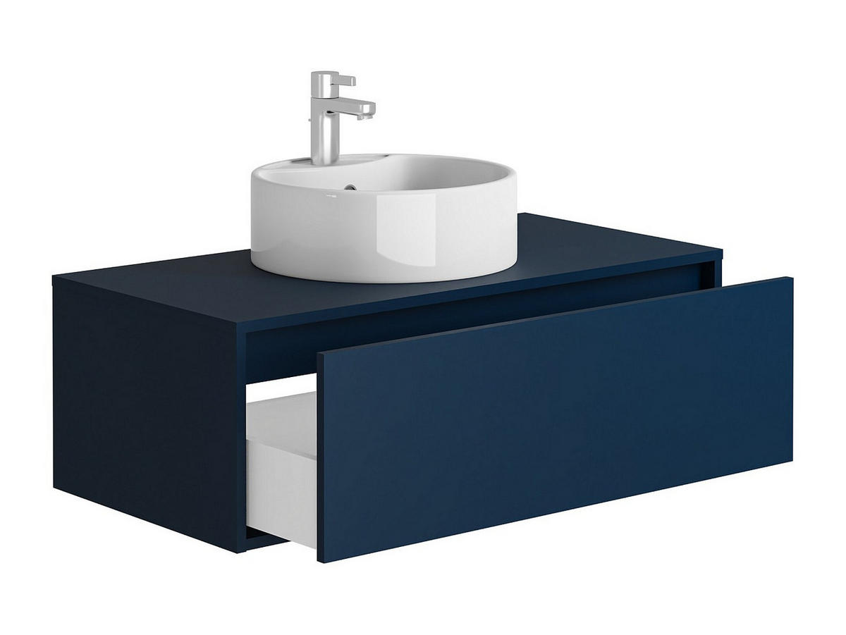EINZELWASCHTISCH - 94 cm x 47 cm - Holz, Platte - Marineblau - TEANA - Dunkelblau, Holz (94/32/47cm) - Vente-Unique