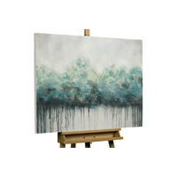 OLEJOMAĽBA 100/75 cm, Príroda a krajina - sivá/tyrkysová, drevo/textil (100/75cm) - KUNSTLOFT