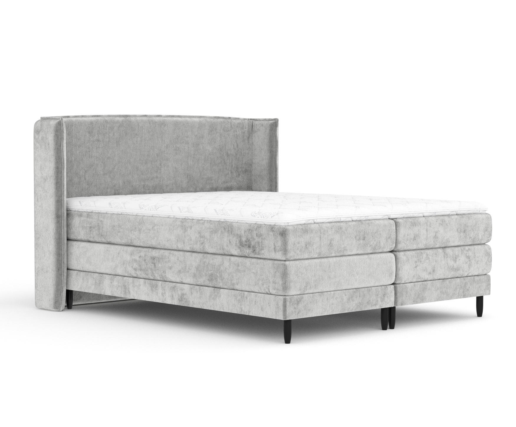BOXSPRINGBETT Carizzo Hellgrau 140/200 cm mit Matratze und Topper - Hellgrau/Schwarz, Holz/Holzwerkstoff (140/200cm) - Maison de Reve