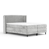 BOXSPRINGBETT Carizzo Hellgrau 200/200 cm mit Matratze und Topper - Hellgrau/Schwarz, Holz/Holzwerkstoff (200/200cm) - Maison de Reve