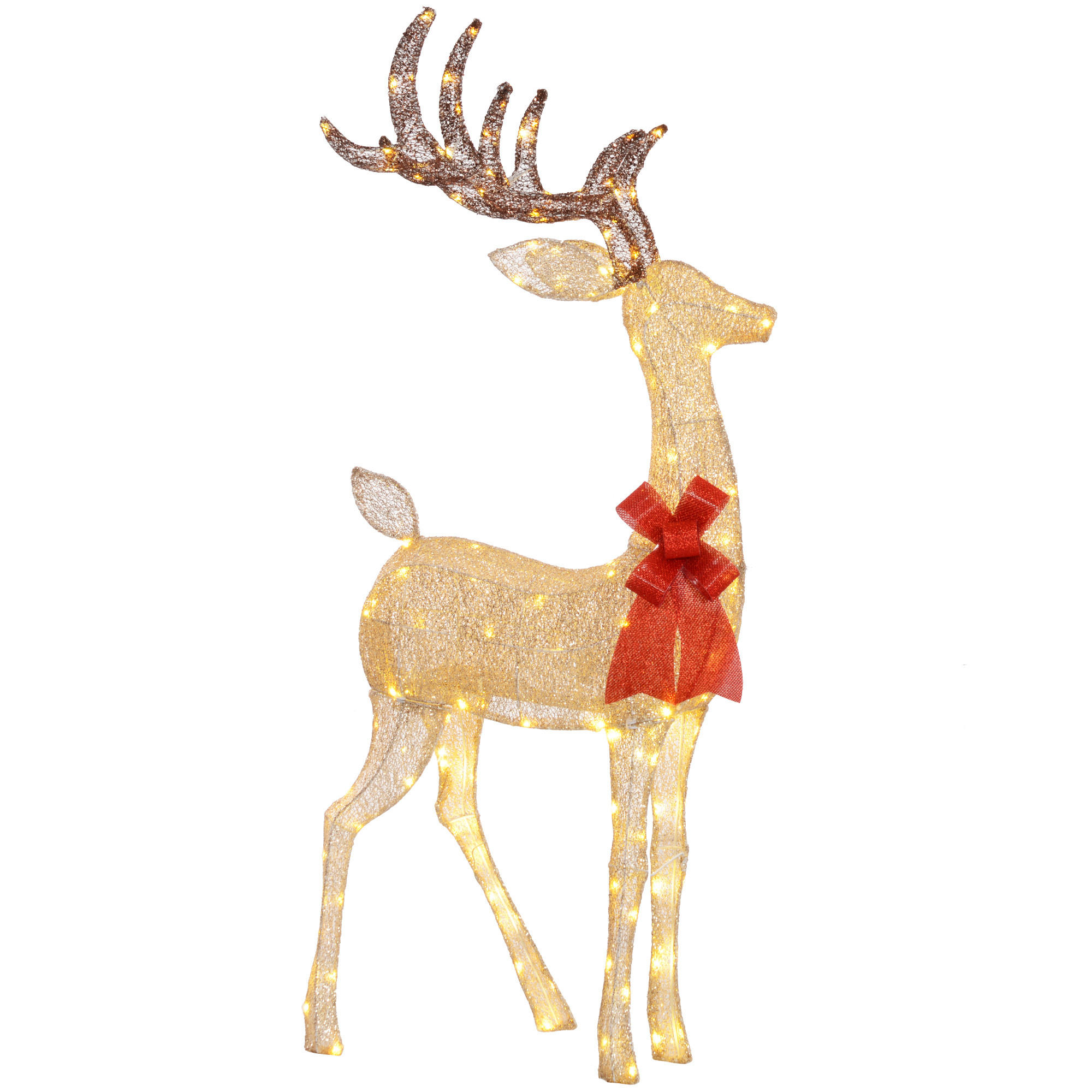 137ER LED Rentier, Weihnachtsdeko in warmweiß, Weihnachtsbeleuchtung - Goldfarben, Kunststoff/Metall (25/135/66cm) - Outsunny