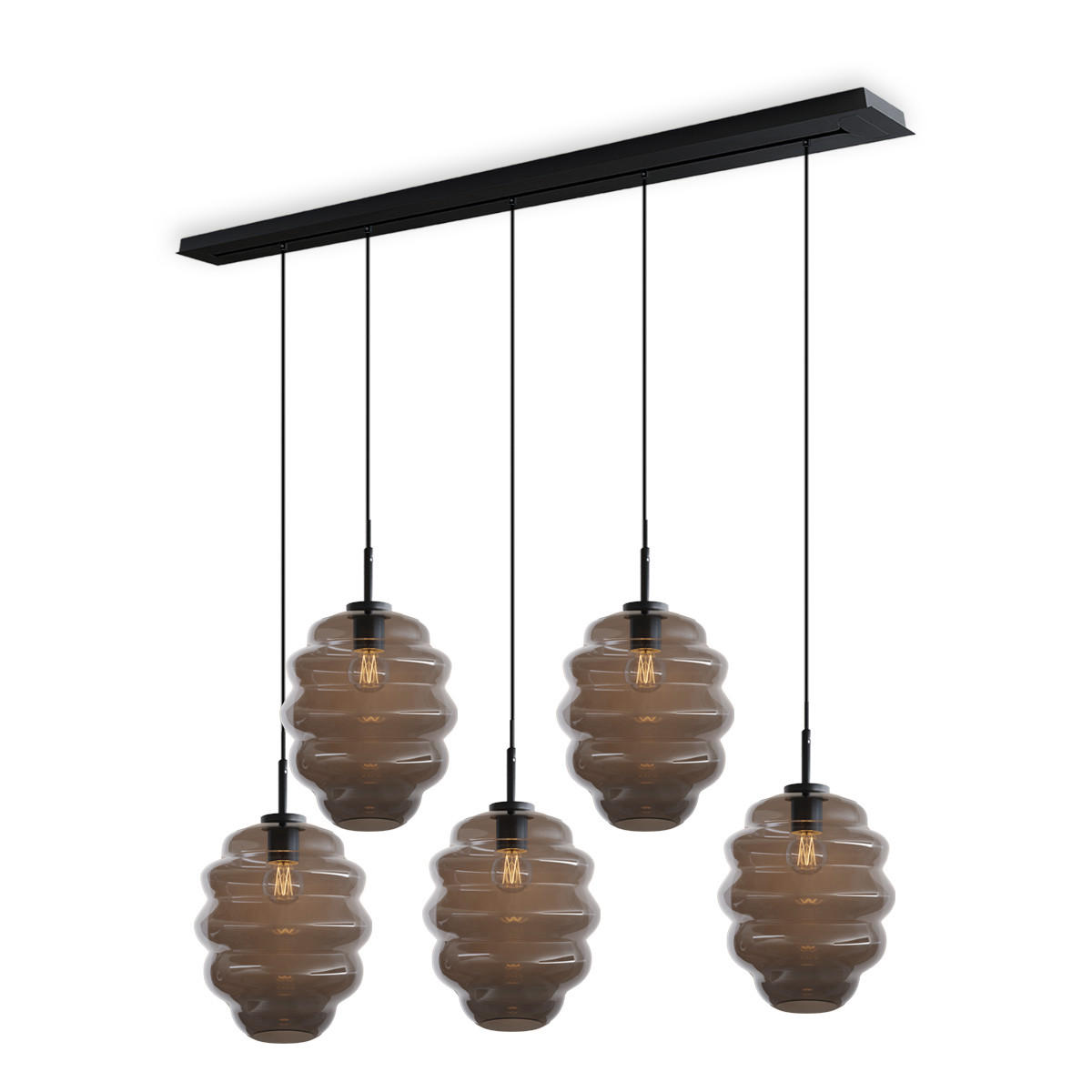HÄNGELEUCHTE Echos 5-flammig Rauch Ø 25cm - Anthrazit/Schwarz, Glas (25/25/28cm) - s.luce