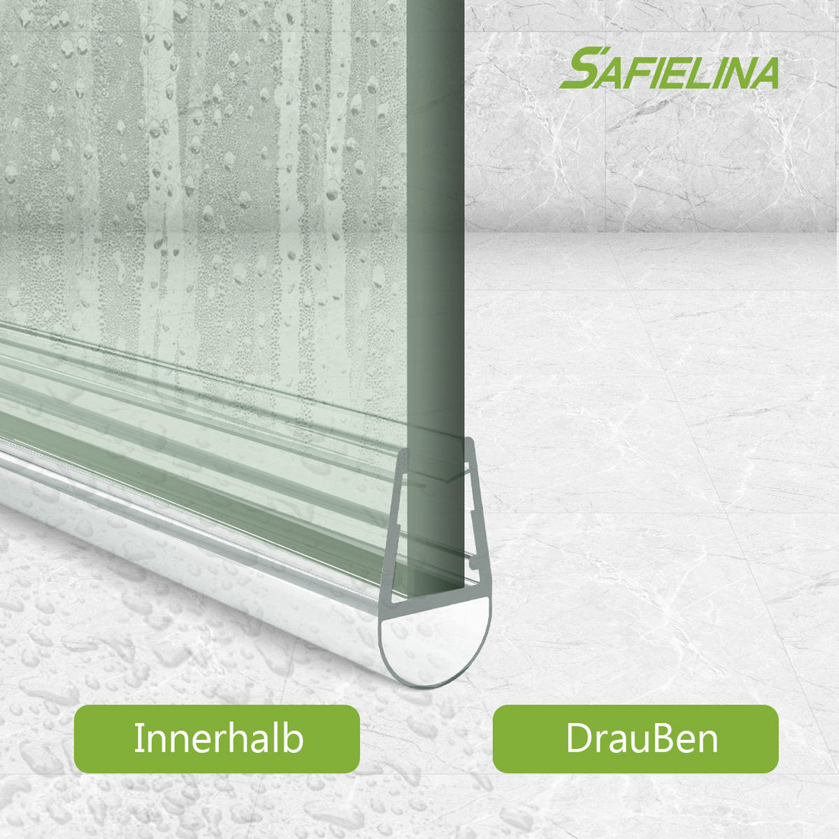 DUSCHDICHTUNG 100 cm für Duschtüren 7–8 mm transparent zuschneidbar - Transparent, Kunststoff (100/2cm) - S'AFIELINA