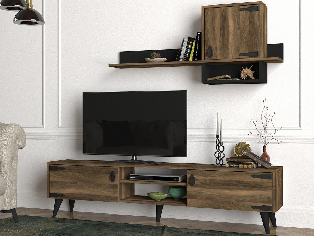WOHNWAND Anthes Braun - Braun, Holzwerkstoff/Kunststoff (180/41/30cm) - moebel17