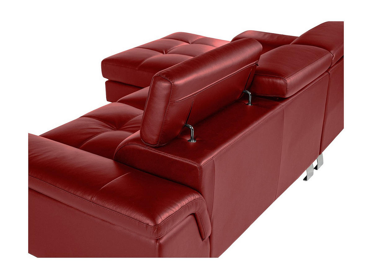SOFA - 4 Personen - leder - rot Mishima - Rot, Leder/Metall (260/79/167cm) - Vente-Unique