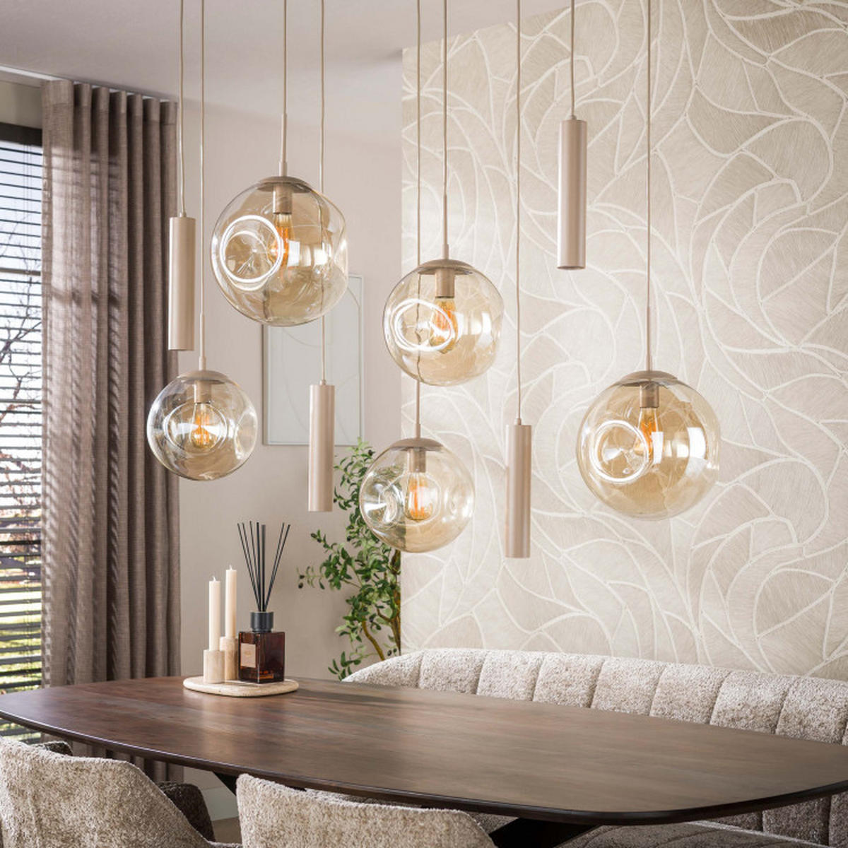 HÄNGELEUCHTE Nova Beige 60/133/150 cm - Beige, Textil (60/133/150cm) - Hoyz Collection