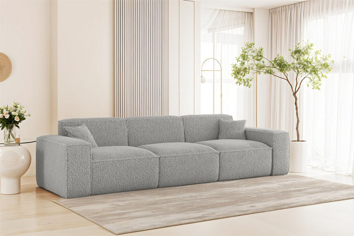 SOFA 3-sitzer Celes Premium In Sven - Hellgrau, Holzwerkstoff/Textil (218/73/90cm) - Fun Möbel