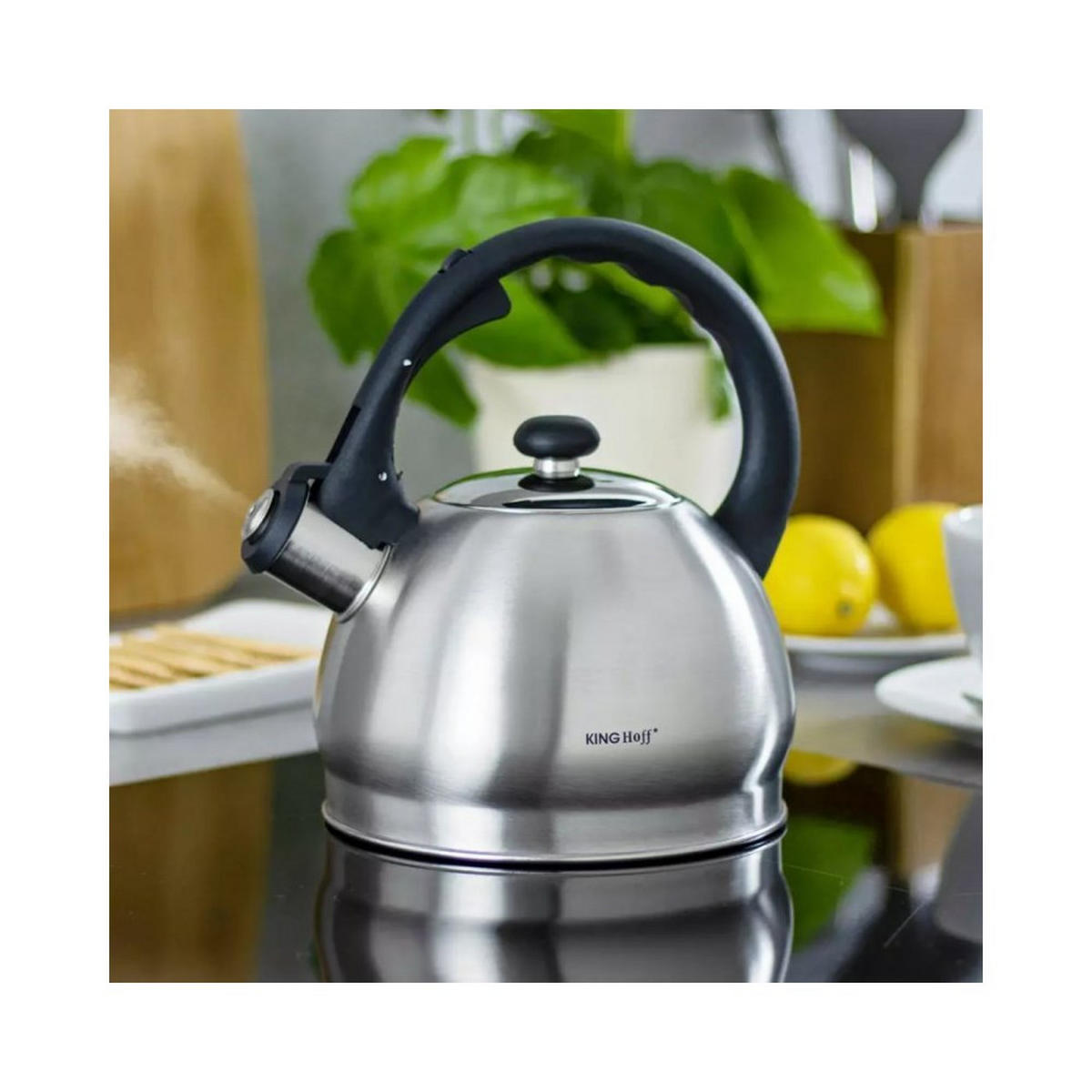 WASSERKESSEL mit Pfeife 1,8l 7741 - Silberfarben, Metall (16.5cm) - Kinghoff 