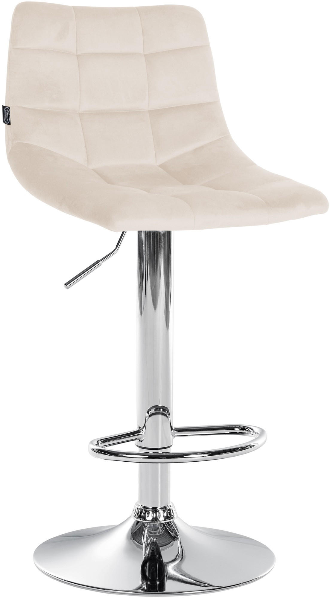 BARHOCKER Samt creme - Chromfarben/Creme, Textil/Metall (43/87/46.5cm) - CLP