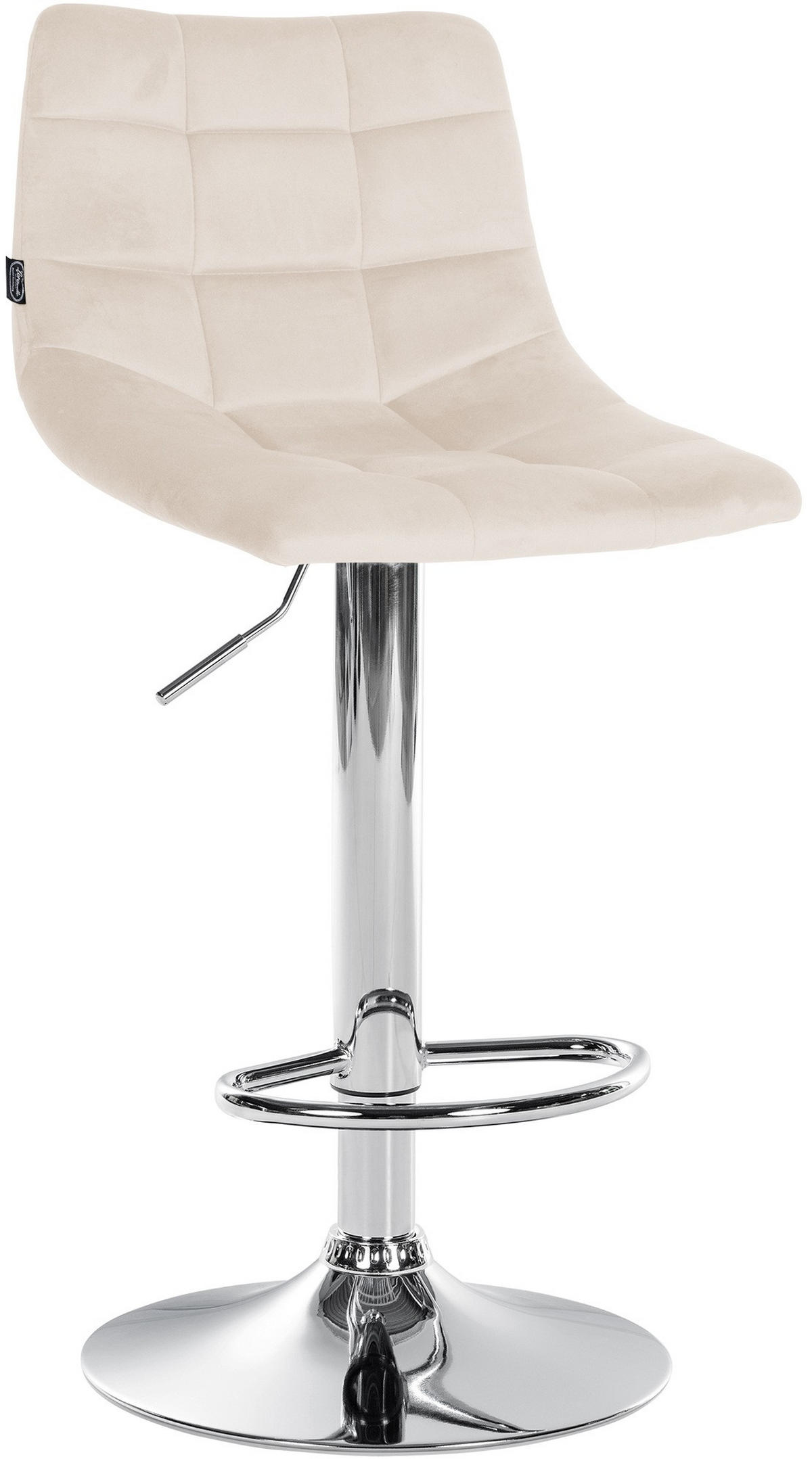 BARHOCKER Samt creme - Chromfarben/Creme, Textil/Metall (43/87/46.5cm) - CLP