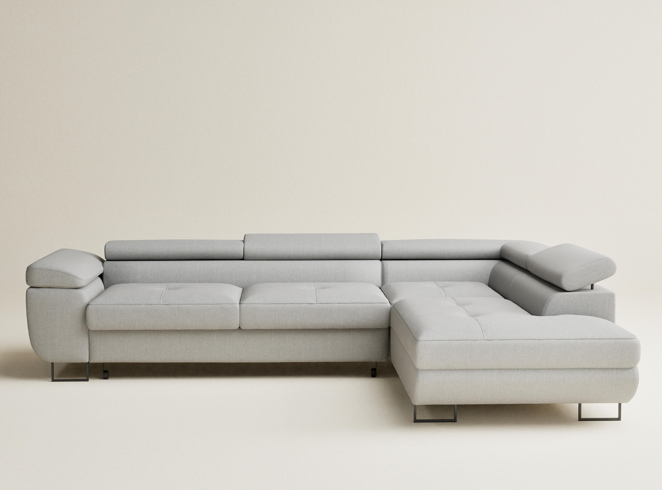 ECKSOFA MIT SCHLAFFUNKTION Concord Hellgrau Webstoff - Hellgrau/Schwarz, Holz/Holzwerkstoff (277/203cm) - Maison de Reve