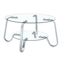 COUCHTISCH 80/80/45 cm 2-stufig mit Glasplatten und Metallgestell, elegante offene Optik, Silber - Silberfarben, Metall (80/80/45cm) - Redom
