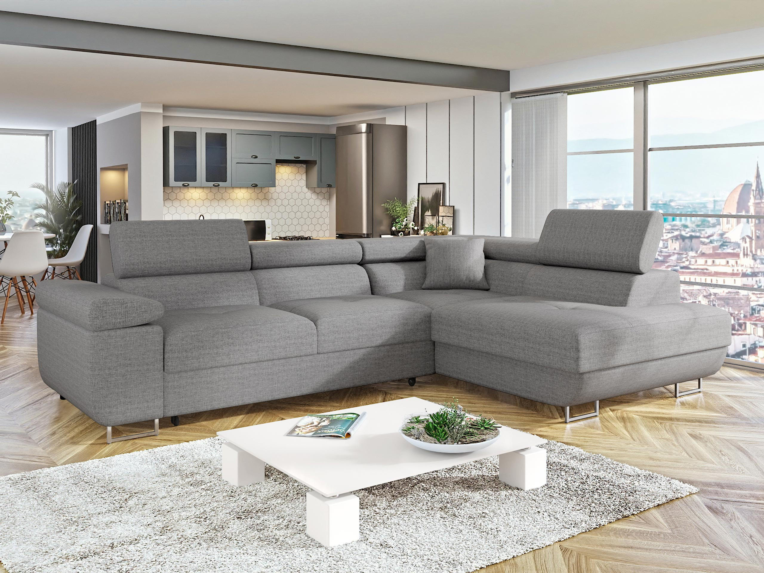ECKSOFA Torezio, Seite: Rechts - Hellgrau, Holz/Textil (274/203cm) - MIRJAN24