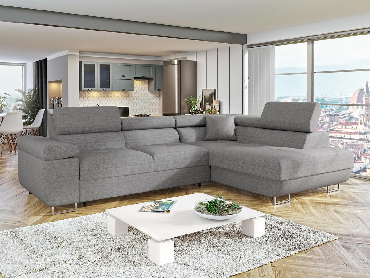ECKSOFA Torezio, Seite: Rechts - Hellgrau, Holz/Textil (274/203cm) - MIRJAN24