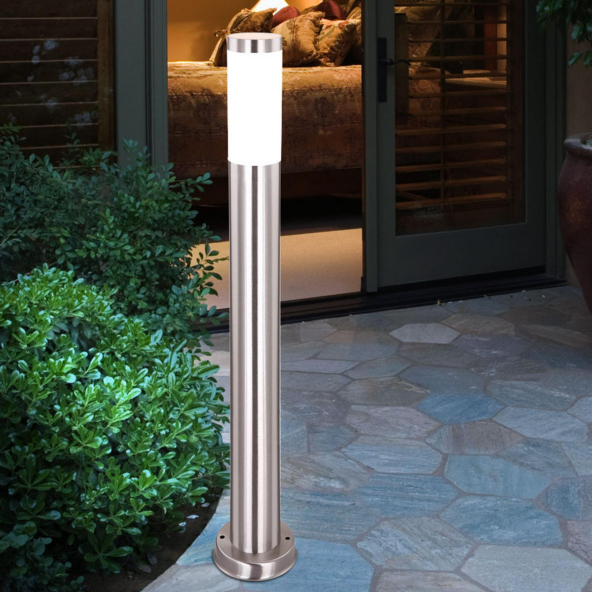 LED WEGELEUCHTE Edelstahl Silber - Silberfarben, Metall (12/12/80cm) - Globo Lighting