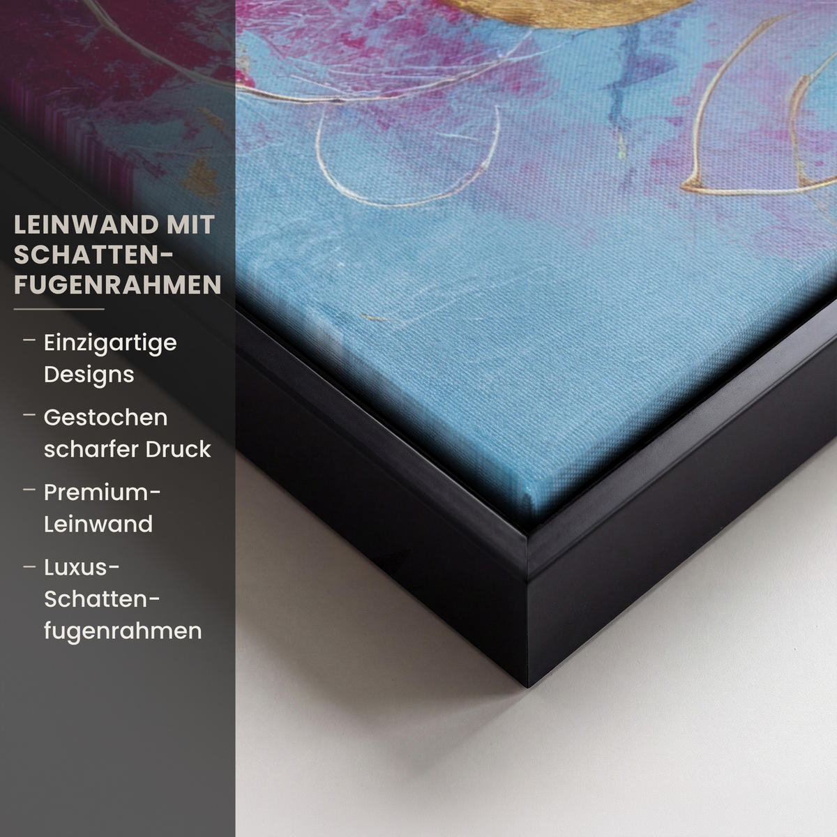 LEINWAND Bilder mit Rahmen - Kreise - Gold - Abstrakt - 70x100 - Blau, Textil (70/100cm) - MuchoWow