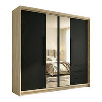 DREHTÜRENSCHRANK VIVO 200 cm Farbe: Sonoma | Schwarz | Schwarz - Schwarz/Braun, Holzwerkstoff/Metall (200/215/59.5cm) - A&J MöbelLand