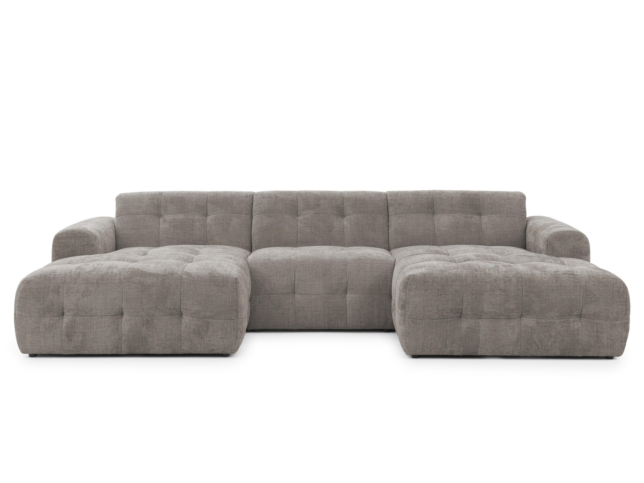luma-home SEDACÍ SOUPRAVA ve tvaru písmene U s rafinovaným prošíváním, 6místná, 323 × 161 × 79 cm (Š×H×V), čalounění ze ženilky v barvě hnědá taupe / 