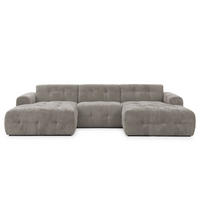 WOHNLANDSCHAFT in U-Form mit raffinierten Steppungen, 6-Sitzer, Wellenunterfederung, B323/T161/H79 cm, Chenille-Bezug in Braun Taupe / 21050 - Taupe/Greige, Kunststoff/Textil (323/79/161cm) - luma-home