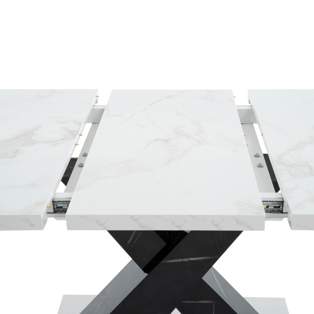 ESSTISCH in Braun X-Form Küchentisch mit Stauraum, 120CM-160CM - Schwarz/Weiß, Holzwerkstoff/Metall (160/80/76.5cm) - STILVORA