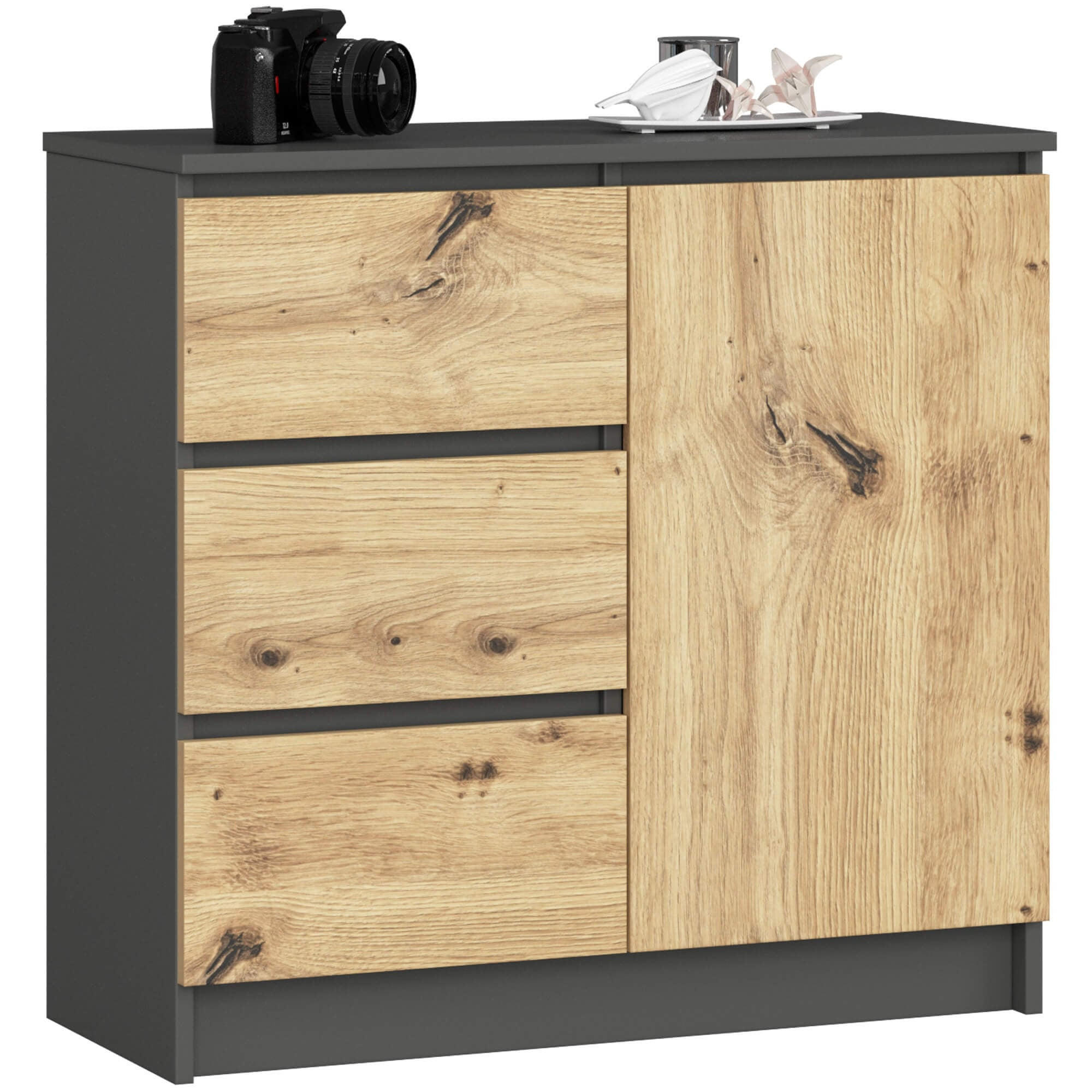 RAUMHIRSCH FURNITURE KOMODA grafitově šedá, dub Artisan 77/80/35
