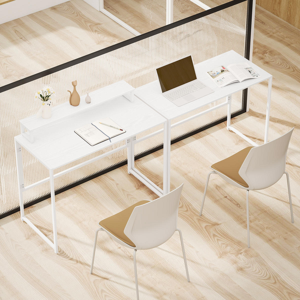 SCHREIBTISCH Klappbar Computertisch mit Monitorhalterung, 100 x 48 x 87,5 cm - Weiß, Holzwerkstoff/Metall (100/48/87.5cm) - HOMCOM