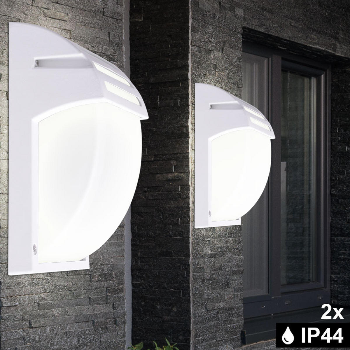 AUSSEN-WANDLEUCHTE Weiß 2er Set Design - Weiß, Glas (18/24.5/9.3cm)