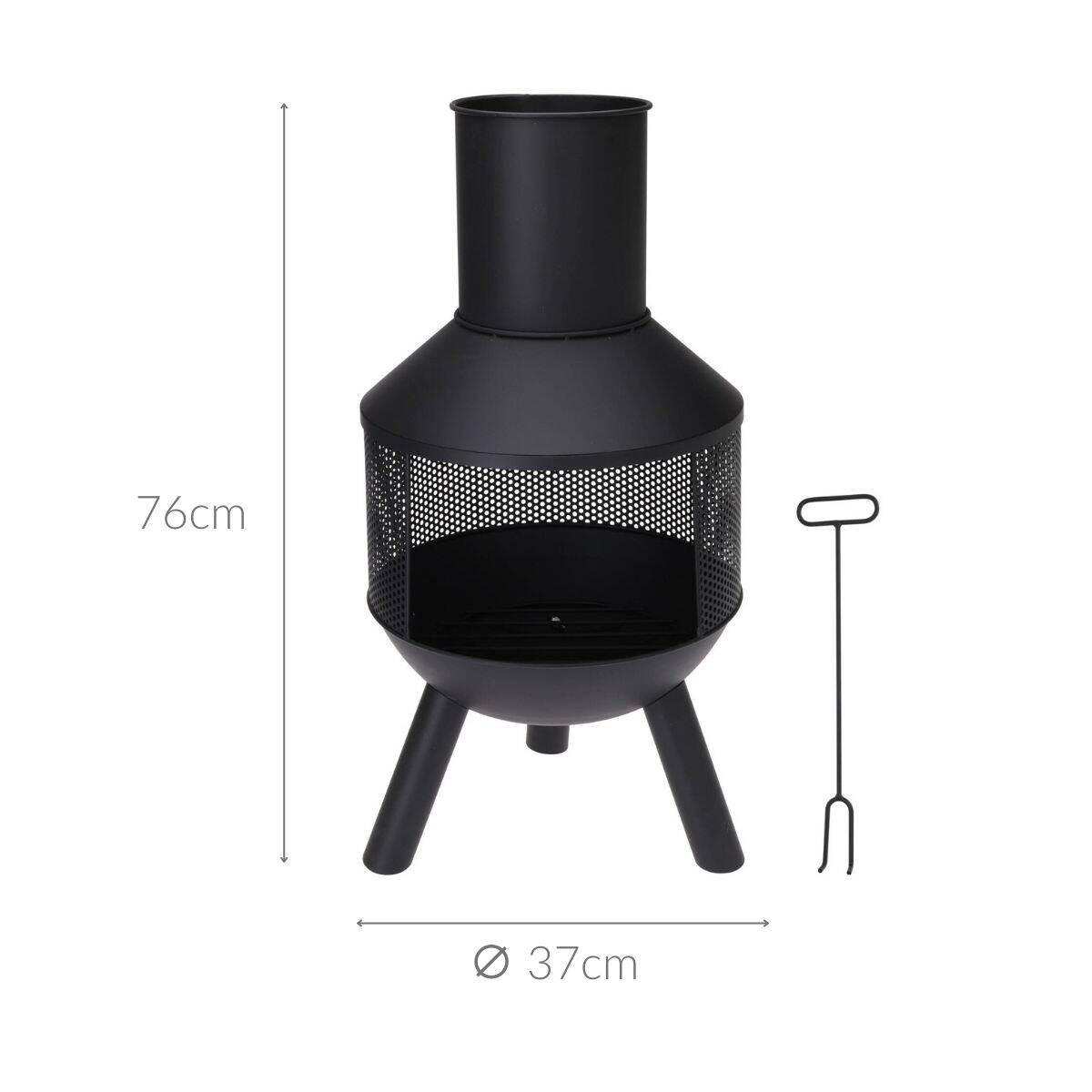 KAMIN Metall 76 cm - Schwarz, Metall (37/76/37cm)