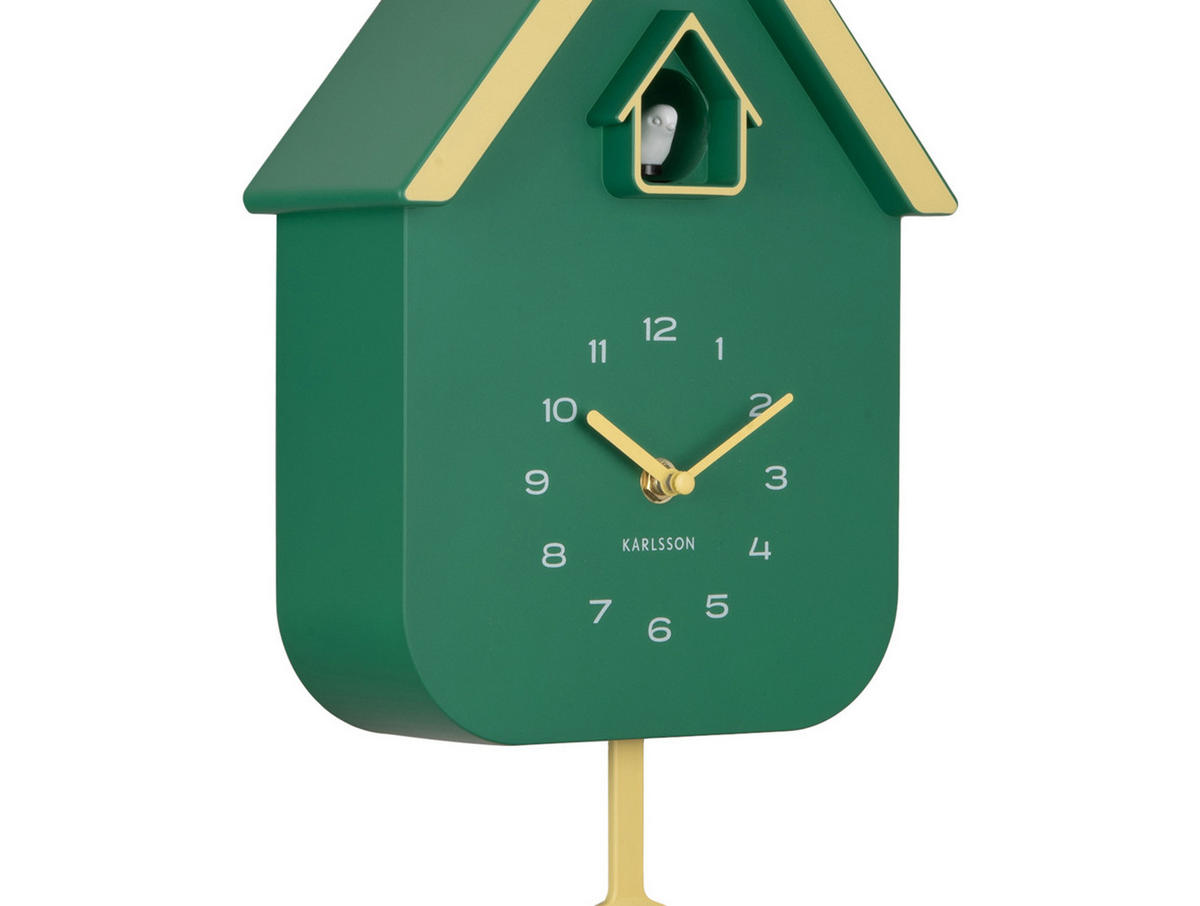 WANDUHR Dupla Color Cuckoo Grün 21.5/21.5/41.5 cm - Grün, Kunststoff (21.5/41.5/21.5cm) - Karlsson