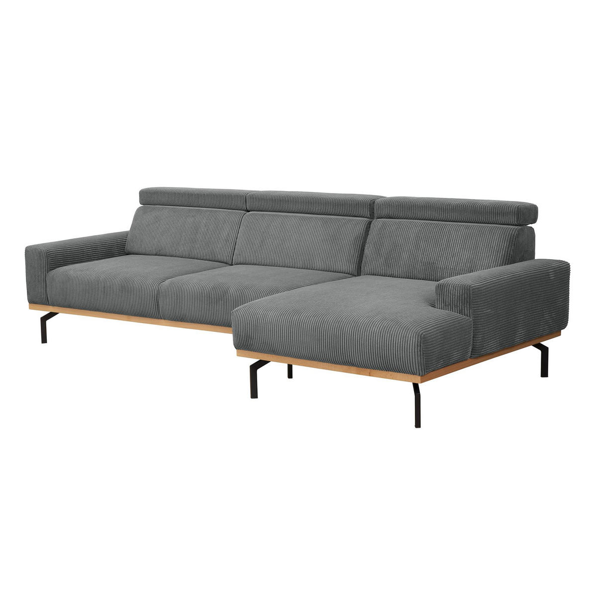 SOFA mit Longchair rechts Katrien Cordstoff anthrazit - Anthrazit, Kunststoff (135/280cm) - 58aufmkessel