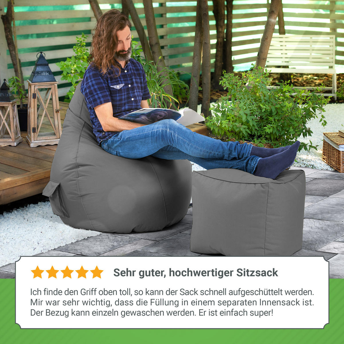SITZSACK Lounge Chair "Cozy" 80x70x90cm - Grau, Textil (70/90/80cm) - Green Bean