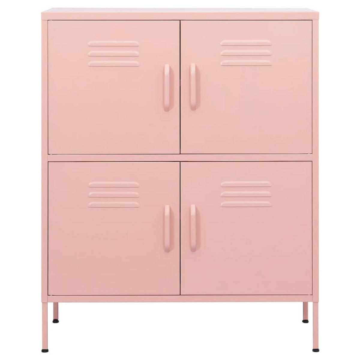 SIDEBOARD mit 4 Türen, 80/35/101,5 cm, aus Stahl, in Rosa - Rosa, Metall (80/101.5/35cm) - vidaXL