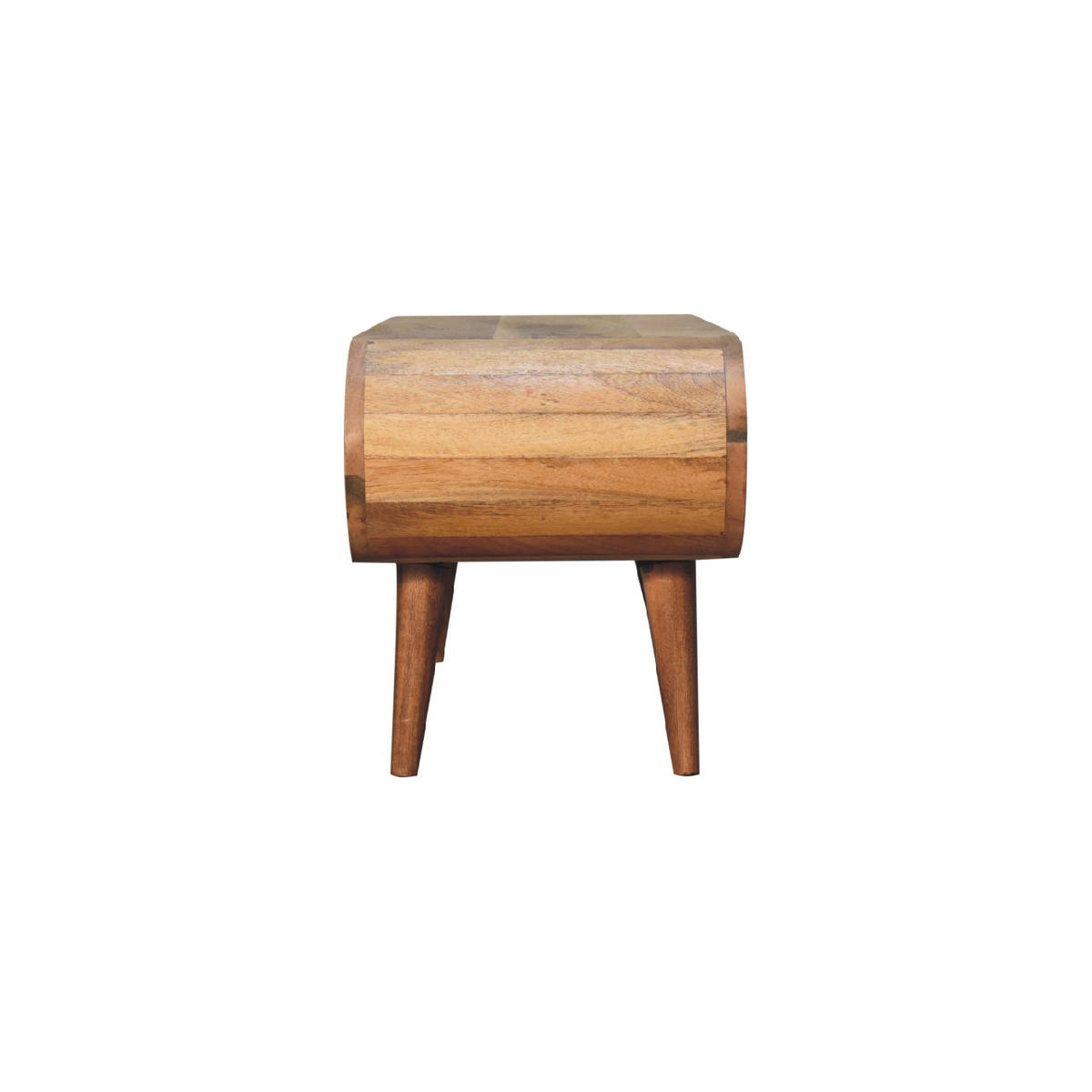 COUCHTISCH aus Massivholz im Eichenholz-Finish, Offener Stauraum, Nordische Beine - Eichefarben/Messingfarben, Holz/Metall (35/90/40cm) - Artisan Furniture