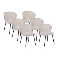 STUHL 6er-Set - Cord & schwarzes Metall - Cremefarben - RELIOZA - Creme, Textil (57.5/78/56.5cm) - Vente-Unique