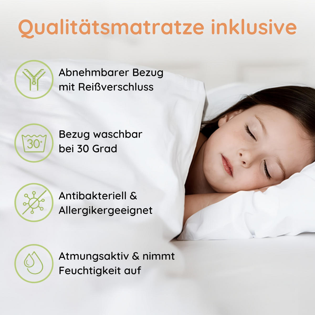 BODENBETT mit Matratze 80x160 cm in Weiß - Weiß, Holzwerkstoff (80/160cm) - Kids Collective