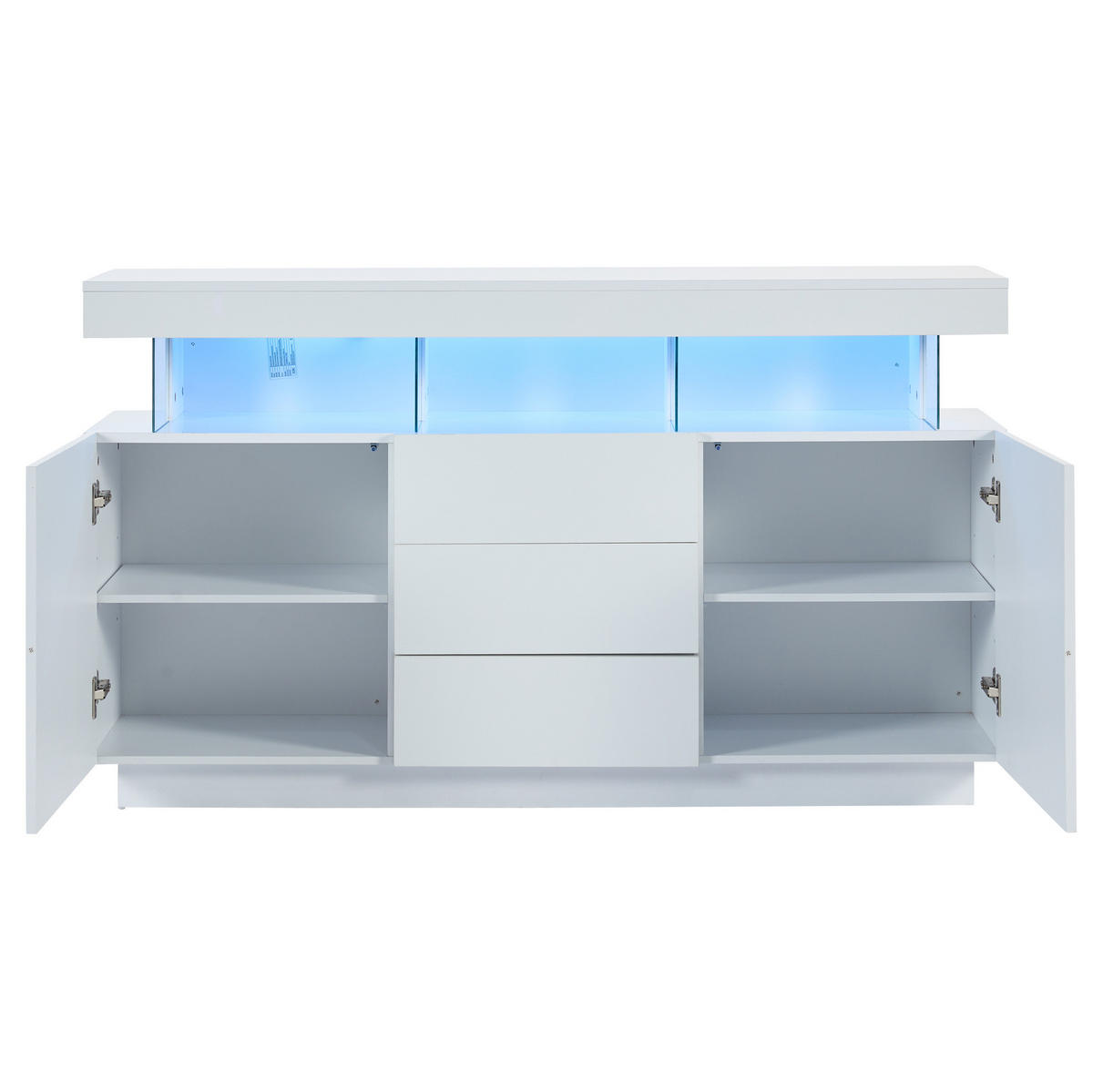 SIDEBOARD 140/35/80 cm weiß aus Spanplatte mit Acryl und LED - Weiß, Holzwerkstoff (140/80/35cm) - OKWISH