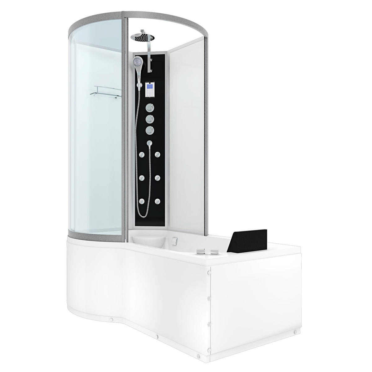 WHIRLPOOL Wanne Duschkabine ws K50-R03-WP-EC 100x1 - Weiß, Glas/Kunststoff (98/225/170cm) - AcquaVapore by Sandra Jentho